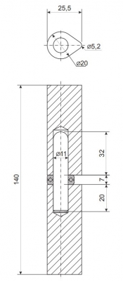 Петля приварная с подшипником Apecs 140*20-B-ST с фаской