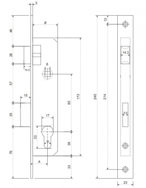 Замок врезной Apecs 7300-20-NIS