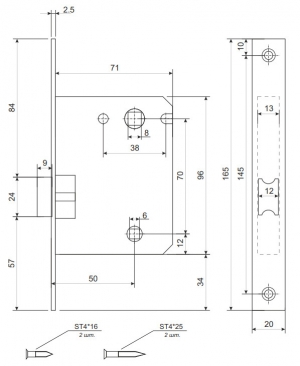 Защёлка с фиксацией Avers 5600-P-WC-AC (пластиковый ригель) медь